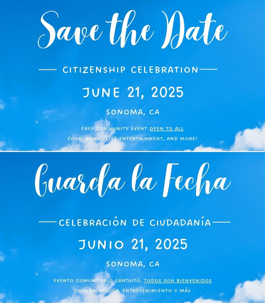 Flyer showing time/date of Citizenship Celebration event.
