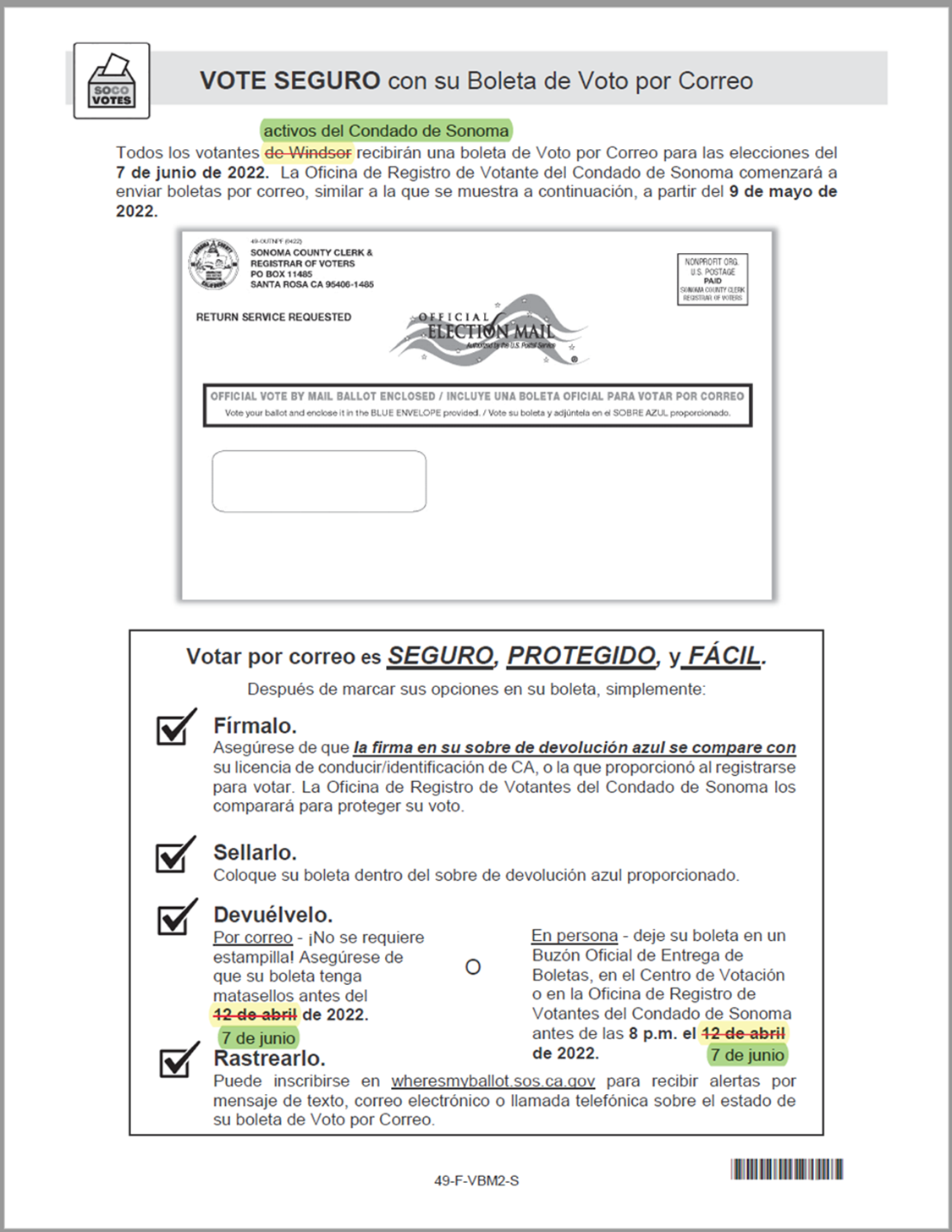 Correction to Voter Information Guide