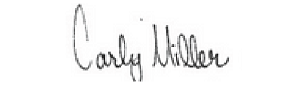 The name 'Carly Miller' written in a horizontal cursive signature style where each character is easily discernable