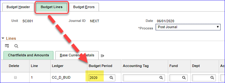 Budget Period field